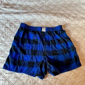 American Eagle Outfitters Navy and Black Plaid Flannel Boxers